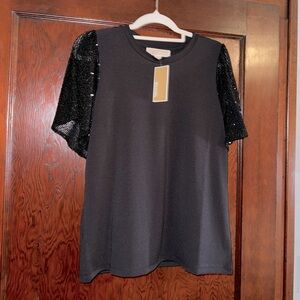 Nwt! Michael Kors sequined flutter sleeved top